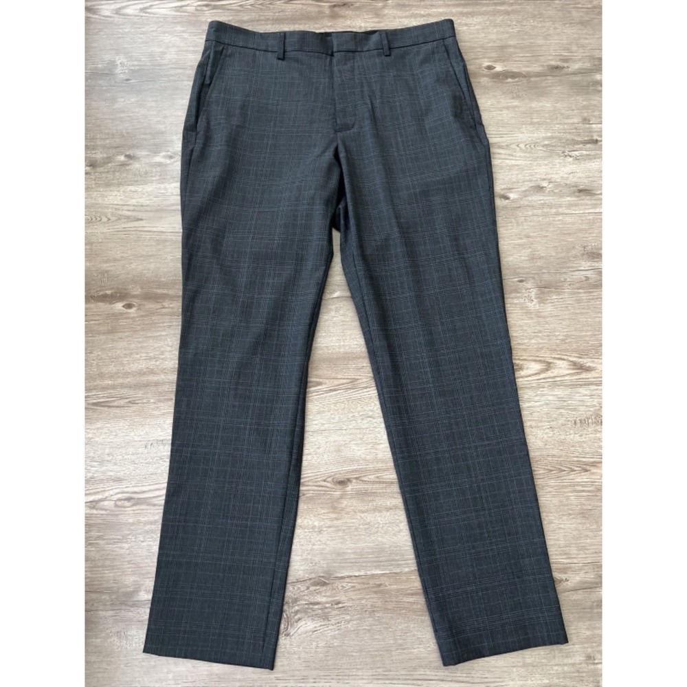 J Crew Thompson Tapered Dress Pants Mens 34x32 Dark Gray Glen Plaid Stretch Wool